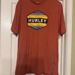 Hurley Rust Orange Short-Sleeve Tee with Striped Logo